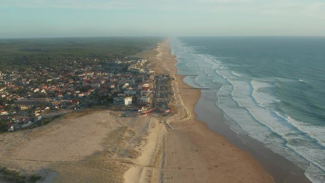 Lacanau, France Sufer Spot small village on Ocean at Sunset