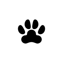Dog or Cat Paw Print, Animal Imprint. Flat Vector Icon illustration. Simple black symbol on white background. Dog or Cat Paw Print, Animal Imprint sign design template for web and mobile UI element.