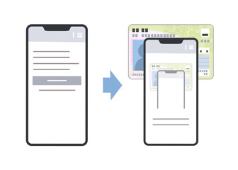 スマホでのマイナンバーカードの読み取り方法のイラスト（シンプル）
