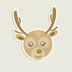cute deer cartoon vector illustration images in brown are great for printing on children's t-shirts, mugs, stickers, children's school bag

