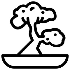 
Traditional bonsai tree, editable icon of natural plant 
