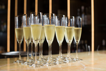 Champagne in glasses on a very special event