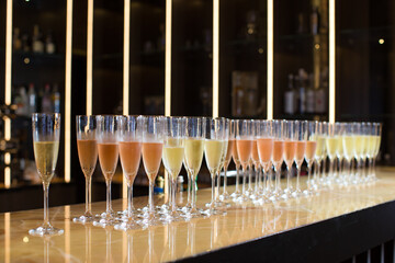 Champagne in glasses on a very special event