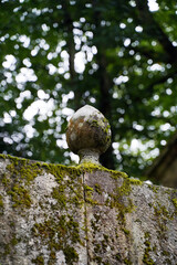 Stone granite carved decoration in forest in Galicia, Northern Spain