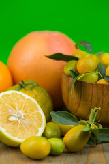 Mixed citrus fruits in studio