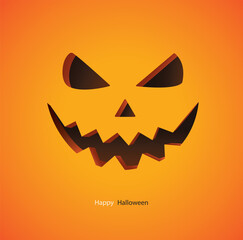 Scary pumpkin on yellow background vector illustration 