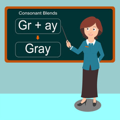 consonant blends worksheet education preschool gray