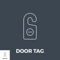 Door Tag Related Vector Line Icon. Drugs. Isolated on Black Background.