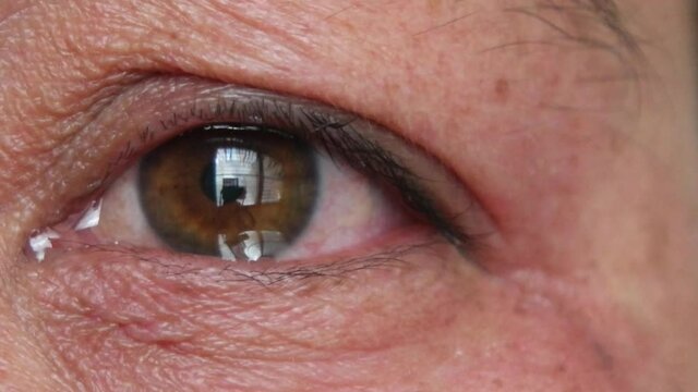 eyes of 40s Asian woman.Her brown eyes filled up with tears.Depression,stress in postmenopausal women or menopause or Middle-aged.Hormonal changes cause her to regret or cry.Selective focus.
