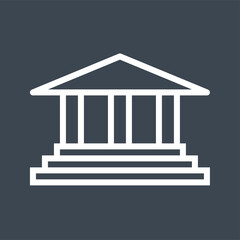 Bank Building Thin Line Vector Icon. Flat icon isolated on the black background. Editable EPS file. Vector illustration.