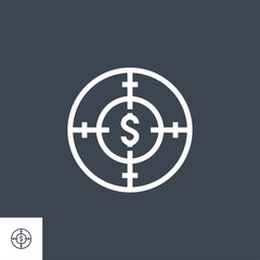 Funds Hunting related vector glyph icon. Isolated on black background. Vector illustration.