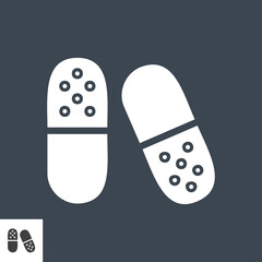 Capsule related vector glyph icon. Isolated on black background. Vector illustration.