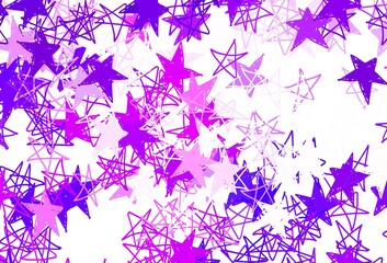 Light Purple, Pink vector backdrop with small and big stars.