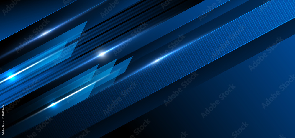 Fototapete abstract template geometric blue stripe lines diagonal background overlapping layers decor light eff