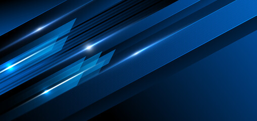 Abstract template geometric blue stripe lines diagonal background overlapping layers decor light effect with space for text. Technology concept.