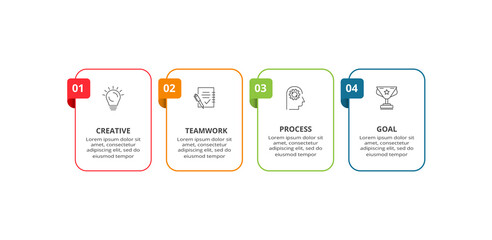 Obraz premium Thin line element for infographic. Template for diagram, graph, presentation and chart. Concept with 4 options.