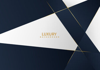 Abstract white and dark blue background with golden line luxury concept.