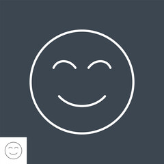 Don't panic related vector thin line icon. Smiling face. Isolated on black background. Editable stroke. Vector illustration.