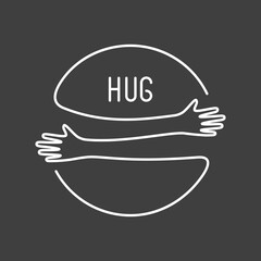 Hugging hands. Arm embrace, relationship hugged hands