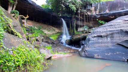The beautiful waterfall in nature