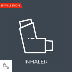 Inhaler Thin Line Vector Icon. Flat Icon Isolated on the Black Background. Editable Stroke EPS file. Vector illustration.