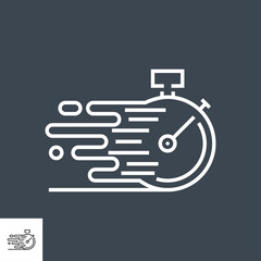 Fast Service Icon. Fast time delivery. Stopwatch in Motion, Deadline Concept, Clock Speed. Thin Line Vector Illustration. Adjust stroke weight - Expand to any Size - Easy Change Colour
