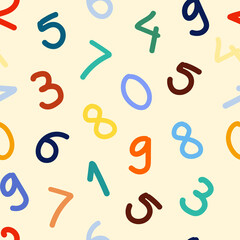 Cute Colorful Number Seamless Pattern