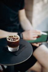 Obraz na płótnie Canvas cold espresso tonic in a cafe