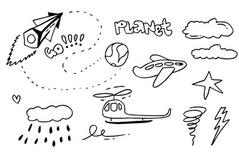 Vector illustration of Doodle cute for kid,Space magic, stars and dream.