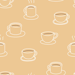 Cute Hand Drawn Coffee Cup Seamless Pattern