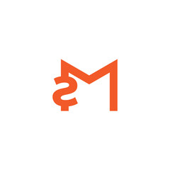 letter m2 simple geometric linked line logo vector