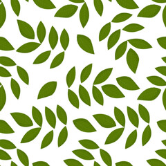 Seamless pattern green leaves. Flat vector template.