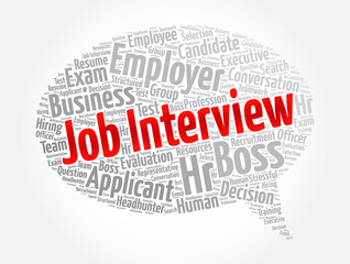 Job Interview message bubble word cloud collage, concept background