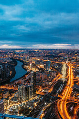 view of the city at night