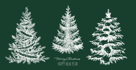 Obraz premium Christmas tree hand drawn illustration 