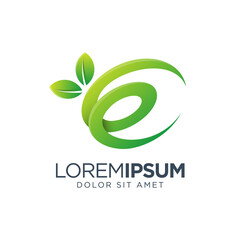 Letter E Leaf Logo Design