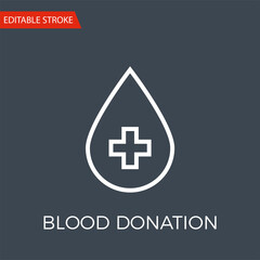 Obraz premium Blood Donation Thin Line Vector Icon. Flat Icon Isolated on the Black Background. Editable Stroke EPS file. Vector illustration.