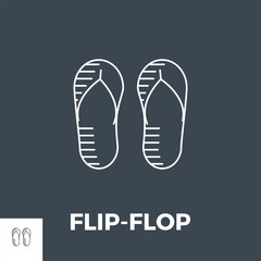 Flip-Flop Line Related Vector Icon. Isolated on Black Background.