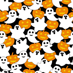 Ghost and Pumpkin Halloween Seamless Pattern