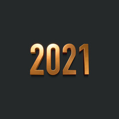 Gold font  year 2021 isolated on black