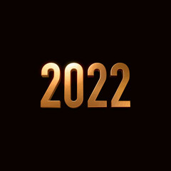 Gold font year 2022 isolated on black