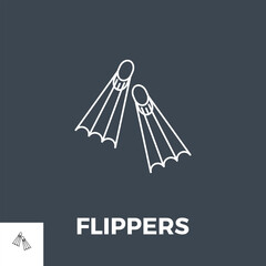 Flippers Related Vector Line Icon. Isolated on Black Background.