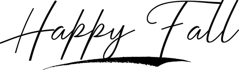 Happy Fall Handwritten calligraphy White Color Text On 
Grey Background