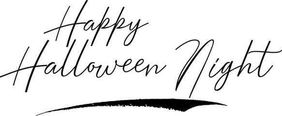 Happy Halloween Night Handwritten calligraphy White Color Text On 
Grey Background