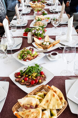 served table at beginning of anniversary celebration inside restaurant