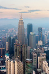 Kuala Lumpur skyline at sunset, Malaysia