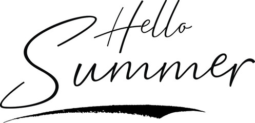 Hello summer Typography Black Color Text 
on White Background