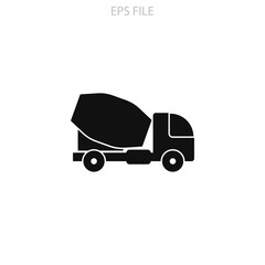 Concrete mixer truck icon for your website, logo, app, UI, product print. Concrete mixer truck concept flat Silhouette vector illustration icon. EPS vector file