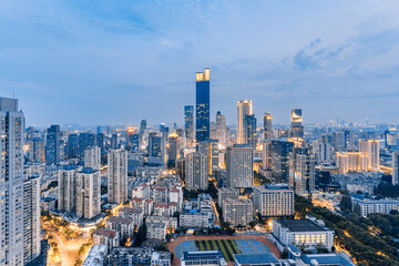 Skyline night view of high-rise buildings in Nanjing, Jiangsu, China © Govan