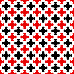 Obraz premium Seamless pattern design . Repeated different colors figures background. Symmetric abstract wallpaper. Grid motif. For digital paper, page fills, web desing, surface textures. Vector art illustration